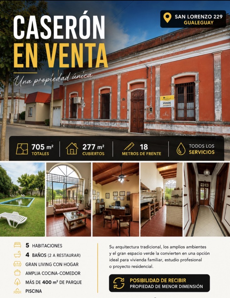 Caseron centrico con mucho parque